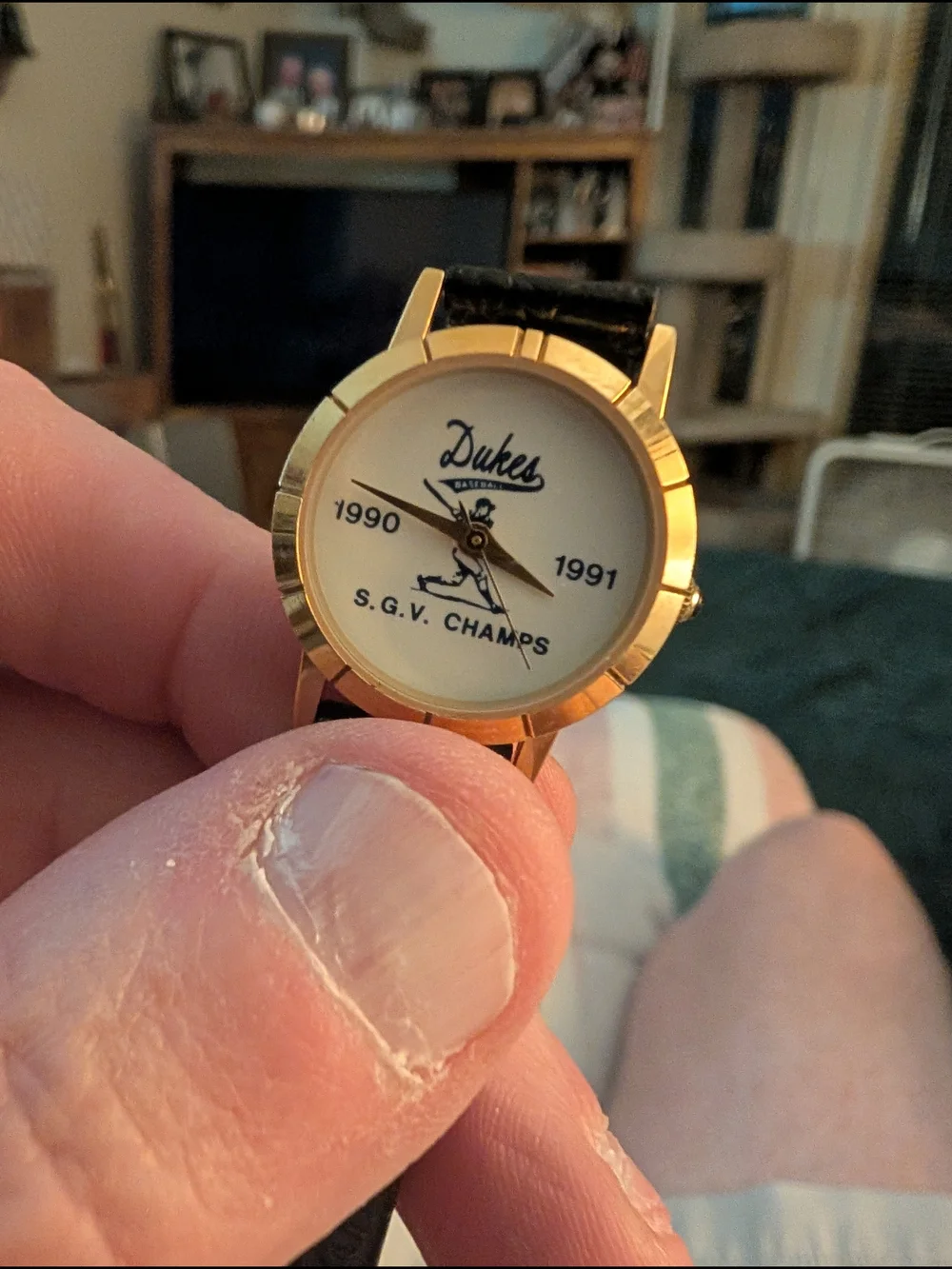 Image Watches Inc Dukes Baseball 1990-1991 S.G.V. Champs Gold Tone Watch